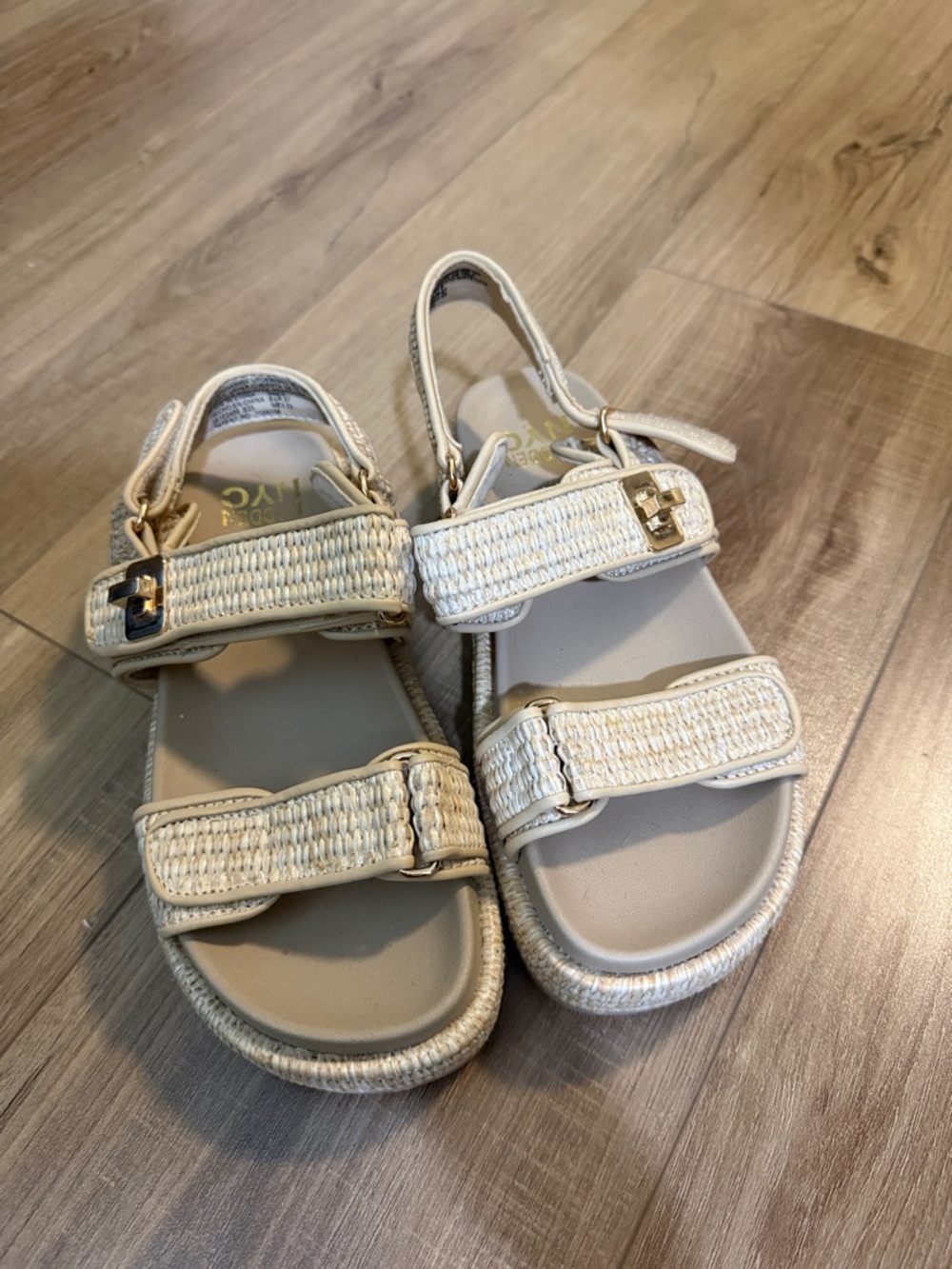 Women’s Cream Woven Strap Sandals